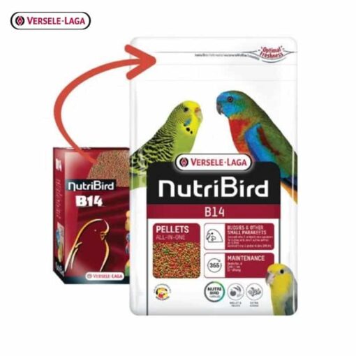 NutriBird B14 800g นกหงษ์หยก,พาราคีทขนาดเล็ก เลิฟเบิร์ด แพรอทขนาดเล็ก สำหรับนกพ่อ แม่พันธ์ุนกผลัดขน