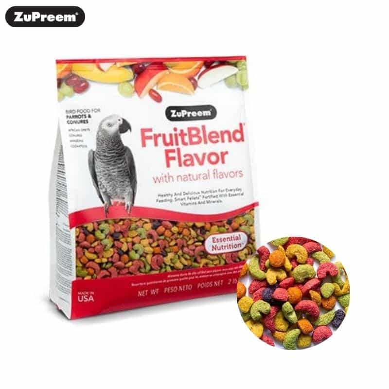 Zupreem Fruitblend Flavor สำหรับนกแอฟริกันเกร์ ซันคอร์นัวร์ แก้วโม่ง อิเล็กตัส อเมซอน 907g